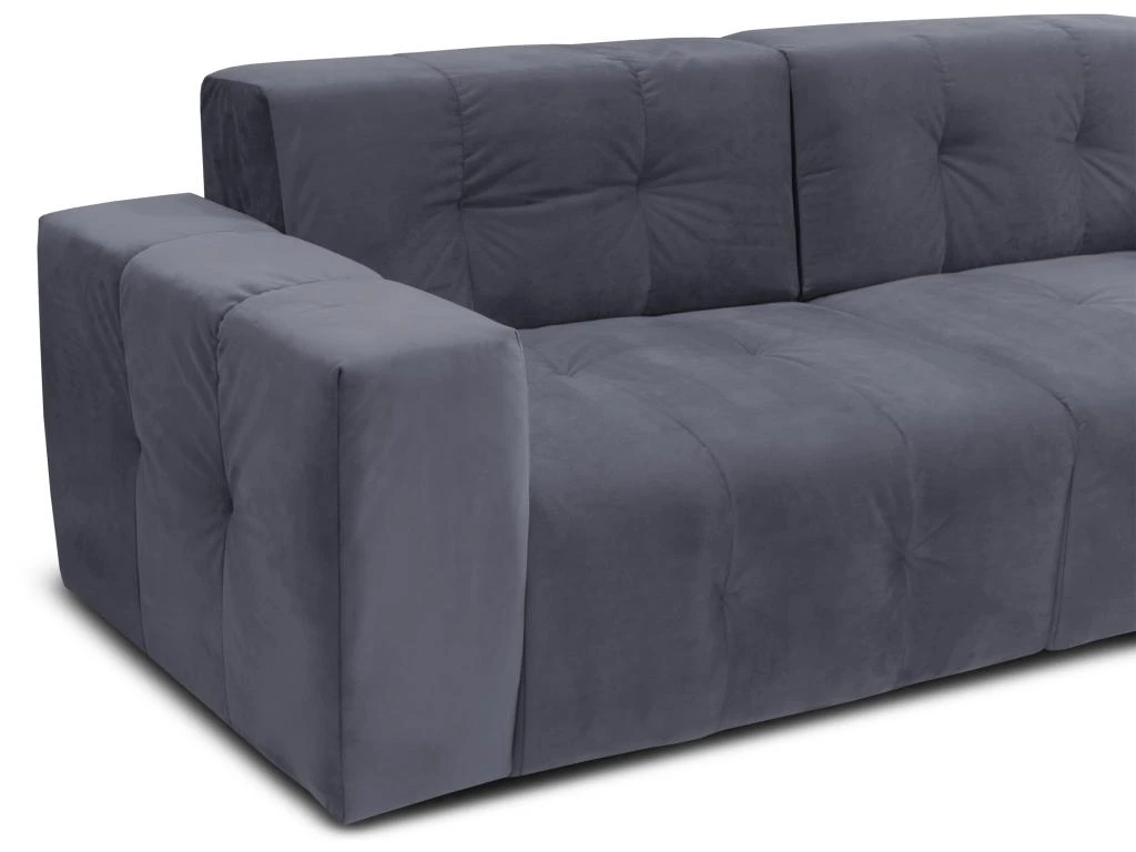 Canapé 3 Places En Velours Gris INIRIDA 4 Canapé 3 Places En Velours Gris INIRIDA – Image 4