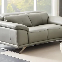 Canapé 2 Places En Cuir De Vachette Gris Clair AZIDEE II -Promos Chesteris Boutique canape 11340745