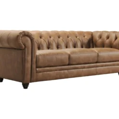Canapé Chesterfield 3 Places Capitonné Vintage Marron Vieilli - LORD