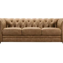 Canapé Chesterfield 3 Places Capitonné Vintage Marron Vieilli - LORD -Promos Chesteris Boutique canape 11485031