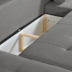 Canapé D'angle Panoramique Convertible En Tissu Gris LEANZA -Promos Chesteris Boutique canape 11593925