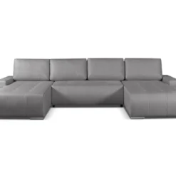 Canapé D'angle Panoramique Convertible En Tissu Gris LEANZA -Promos Chesteris Boutique canape 11593929