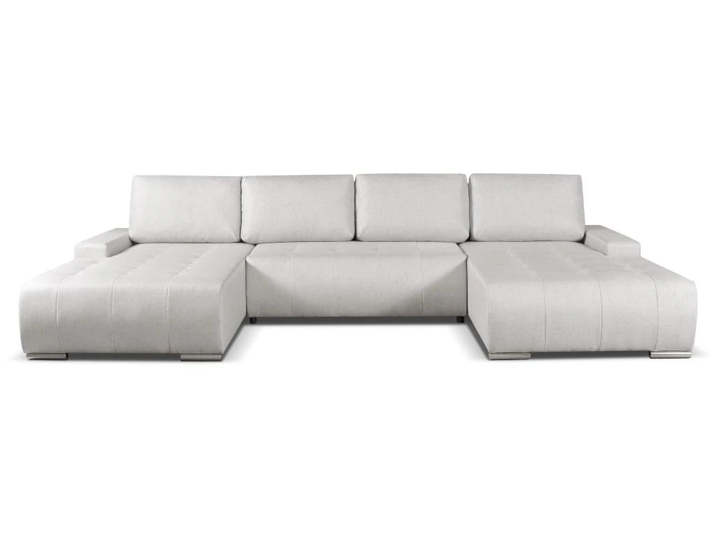 Canapé D'angle Panoramique Convertible En Tissu Beige LEANZA 3 Canapé D'angle Panoramique Convertible En Tissu Beige LEANZA – Image 3