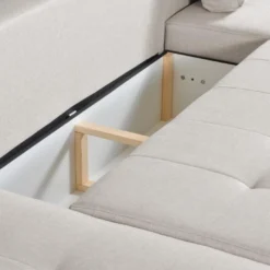 Canapé D'angle Panoramique Convertible En Tissu Beige LEANZA 13 Canapé D'angle Panoramique Convertible En Tissu Beige LEANZA -Promos Chesteris Boutique canape 11593941