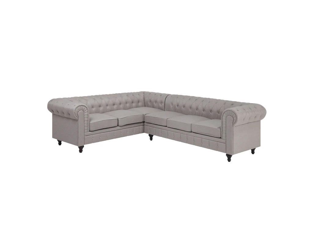 Canapé Angle à Droite 6 Places En Tissu Beige CHESTERFIELD 2 Canapé Angle à Droite 6 Places En Tissu Beige CHESTERFIELD – Image 2