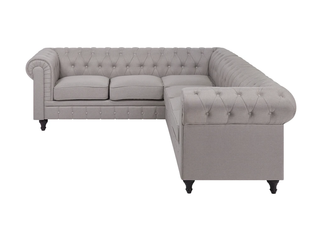 Canapé Angle à Droite 6 Places En Tissu Beige CHESTERFIELD 4 Canapé Angle à Droite 6 Places En Tissu Beige CHESTERFIELD – Image 4