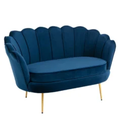 Canapé 2 Places Coquillage En Velours Bleu Nuit DANDELION De Pascal Morabito -Promos Chesteris Boutique canape 1176827