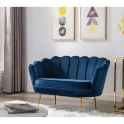 Canapé 2 Places Coquillage En Velours Bleu Nuit DANDELION De Pascal Morabito