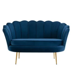 Canapé 2 Places Coquillage En Velours Bleu Nuit DANDELION De Pascal Morabito -Promos Chesteris Boutique canape 1176839