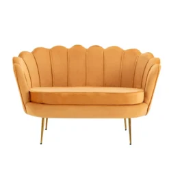 Canapé 2 Places Coquillage En Velours Jaune Moutarde DANDELION De Pascal Morabito -Promos Chesteris Boutique canape 1177619