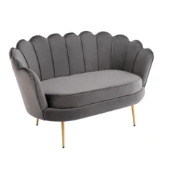 Canapé 2 Places Coquillage En Velours Anthracite DANDELION De Pascal Morabito -Promos Chesteris Boutique canape 1177633