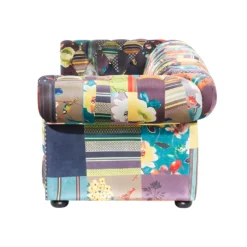Canapé 3 Places Patchwork En Tissu Jaune CHESTERFIELD -Promos Chesteris Boutique canape 11780919