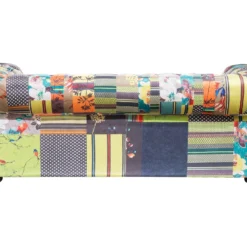 Canapé 3 Places Patchwork En Tissu Jaune CHESTERFIELD -Promos Chesteris Boutique canape 11780921