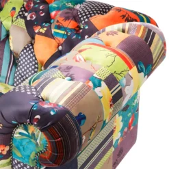 Canapé 3 Places Patchwork En Tissu Jaune CHESTERFIELD -Promos Chesteris Boutique canape 11780925