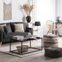 Canapé 2 Places En Tissu Noir KALMAR