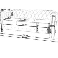 Canapé 3 Places En Tissu Beige Avec Pieds Droits CHESTERFIELD -Promos Chesteris Boutique canape 11783421