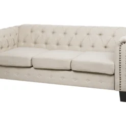 Canapé 3 Places En Tissu Beige Avec Pieds Droits CHESTERFIELD -Promos Chesteris Boutique canape 11783423