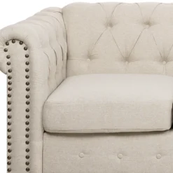 Canapé 3 Places En Tissu Beige Avec Pieds Droits CHESTERFIELD -Promos Chesteris Boutique canape 11783427