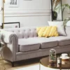 Canapé En Tissu Gris Clair 3 Places CHESTERFIELD