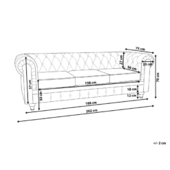 Canapé En Tissu Gris Clair 3 Places CHESTERFIELD -Promos Chesteris Boutique canape 11787157