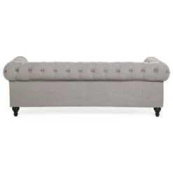 Canapé En Tissu Gris Clair 3 Places CHESTERFIELD -Promos Chesteris Boutique canape 11787163