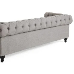Canapé En Tissu Gris Clair 3 Places CHESTERFIELD -Promos Chesteris Boutique canape 11787165