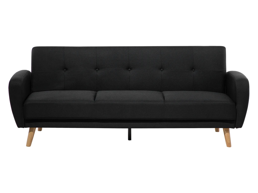 Canapé Convertible 3 Places En Tissu Noir FLORLI 2 Canapé Convertible 3 Places En Tissu Noir FLORLI – Image 2