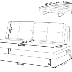 Canapé Convertible 2 Places En Tissu Noir EDLAND -Promos Chesteris Boutique canape 11941709