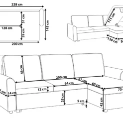 Canapé Angle Côté Gauche Convertible En Tissu Noir 3 Places NESNA 12 Canapé Angle Côté Gauche Convertible En Tissu Noir 3 Places NESNA -Promos Chesteris Boutique canape 11942639