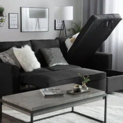 Canapé Angle Côté Gauche Convertible En Tissu Noir 3 Places NESNA 14 Canapé Angle Côté Gauche Convertible En Tissu Noir 3 Places NESNA -Promos Chesteris Boutique canape 11942643