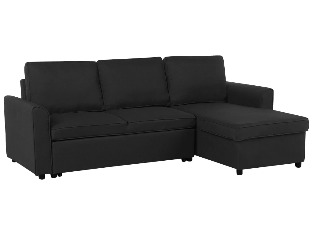 Canapé Angle Côté Gauche Convertible En Tissu Noir 3 Places NESNA 7 Canapé Angle Côté Gauche Convertible En Tissu Noir 3 Places NESNA – Image 7