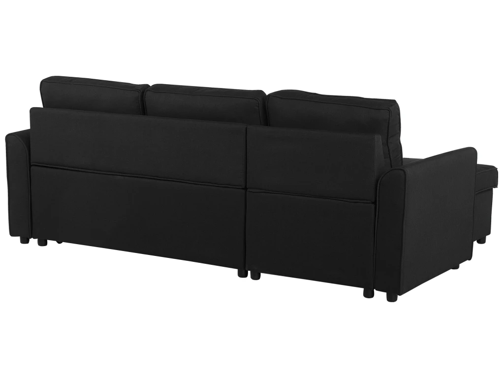 Canapé Angle Côté Gauche Convertible En Tissu Noir 3 Places NESNA 8 Canapé Angle Côté Gauche Convertible En Tissu Noir 3 Places NESNA – Image 8