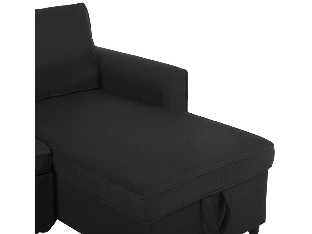 Canapé Angle Côté Gauche Convertible En Tissu Noir 3 Places NESNA 9 Canapé Angle Côté Gauche Convertible En Tissu Noir 3 Places NESNA – Image 9