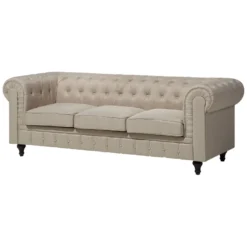 Canapé 3 Places En Tissu Beige CHESTERFIELD BIG -Promos Chesteris Boutique canape 12012177