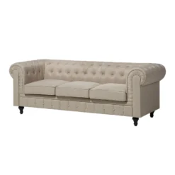 Canapé 3 Places En Tissu Beige CHESTERFIELD BIG -Promos Chesteris Boutique canape 12012179