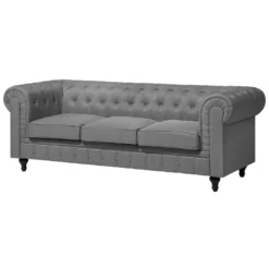 Canapé 3 Places En Tissu Gris Clair CHESTERFIELD BIG 13 Canapé 3 Places En Tissu Gris Clair CHESTERFIELD BIG -Promos Chesteris Boutique canape 12012489