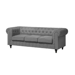 Canapé 3 Places En Tissu Gris Clair CHESTERFIELD BIG 14 Canapé 3 Places En Tissu Gris Clair CHESTERFIELD BIG -Promos Chesteris Boutique canape 12012491