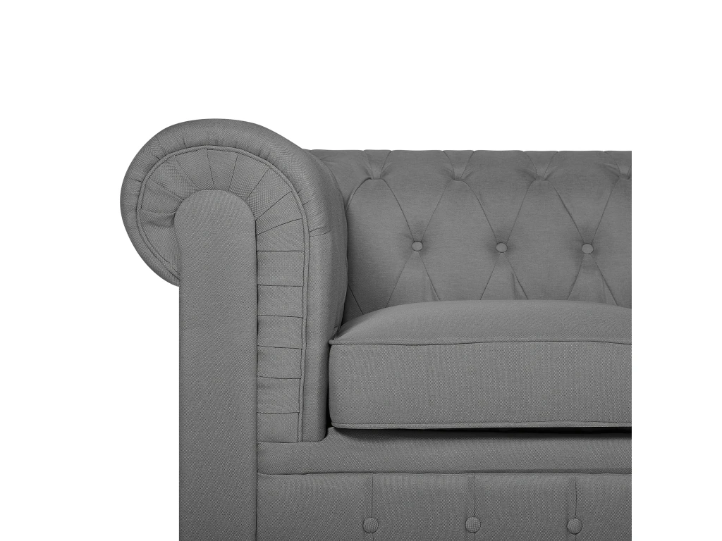 Canapé 3 Places En Tissu Gris Clair CHESTERFIELD BIG 6 Canapé 3 Places En Tissu Gris Clair CHESTERFIELD BIG – Image 6