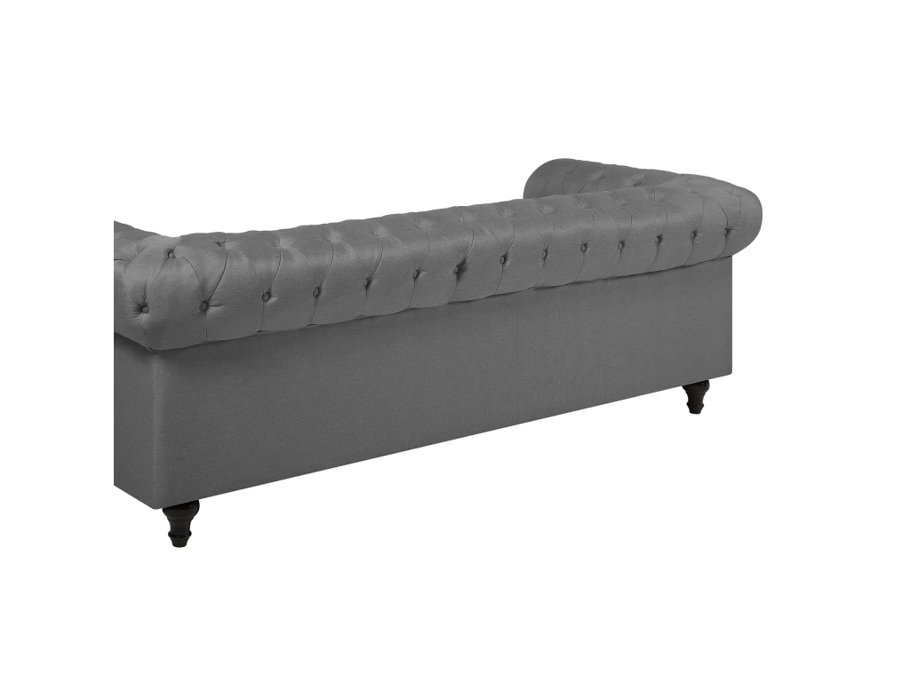 Canapé 3 Places En Tissu Gris Clair CHESTERFIELD BIG 7 Canapé 3 Places En Tissu Gris Clair CHESTERFIELD BIG – Image 7