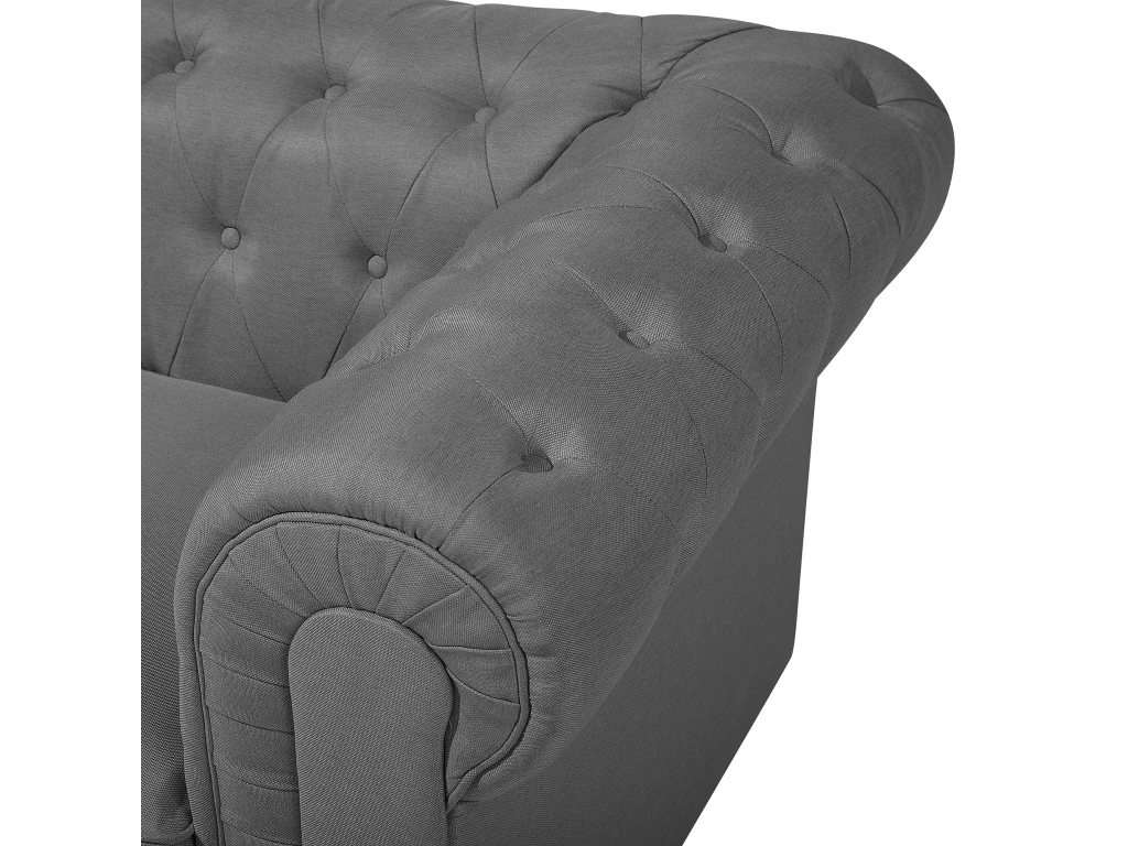 Canapé 3 Places En Tissu Gris Clair CHESTERFIELD BIG 8 Canapé 3 Places En Tissu Gris Clair CHESTERFIELD BIG – Image 8