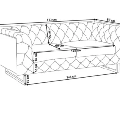 Canapé Chesterfield 2 Places En Tissu Beige VISSLAND -Promos Chesteris Boutique canape 12012679