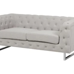 Canapé Chesterfield 2 Places En Tissu Beige VISSLAND -Promos Chesteris Boutique canape 12012681