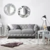 Canapé Chesterfield 2 Places En Tissu Gris Clair VISSLAND