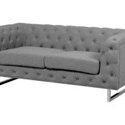 Canapé Chesterfield 2 Places En Tissu Gris Clair VISSLAND -Promos Chesteris Boutique canape 12012721