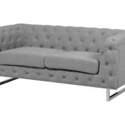 Canapé Chesterfield 2 Places En Tissu Gris Clair VISSLAND -Promos Chesteris Boutique canape 12012723