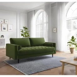 Canapé Droit MAEL Cacharel En Velours Kaki Fixe 9 Canapé Droit MAEL Cacharel En Velours Kaki Fixe -Promos Chesteris Boutique canape 12219271