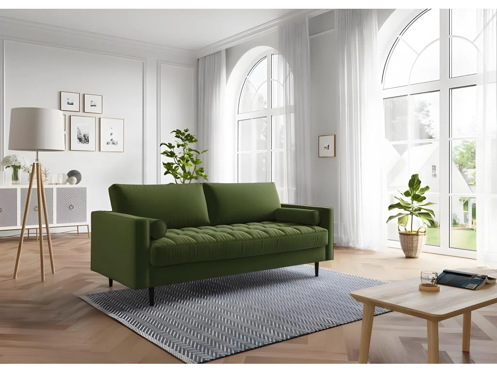 Canapé Droit MAEL Cacharel En Velours Kaki Fixe 5 Canapé Droit MAEL Cacharel En Velours Kaki Fixe – Image 5