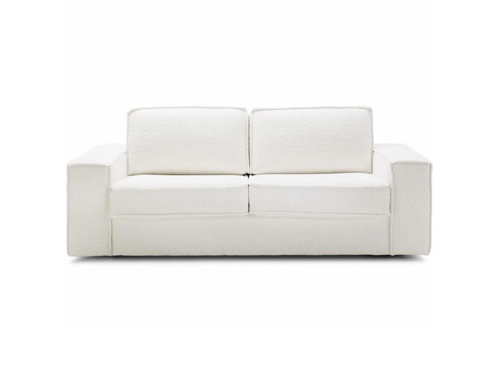 Canapé Convertible 3 Places En Tissu Bouclé écru - Ouverture Express - Couchage Quotidien - Matelas HD 140 X 190 - Dario 4 Canapé Convertible 3 Places En Tissu Bouclé écru - Ouverture Express - Couchage Quotidien - Matelas HD 140 X 190 - Dario – Image 4