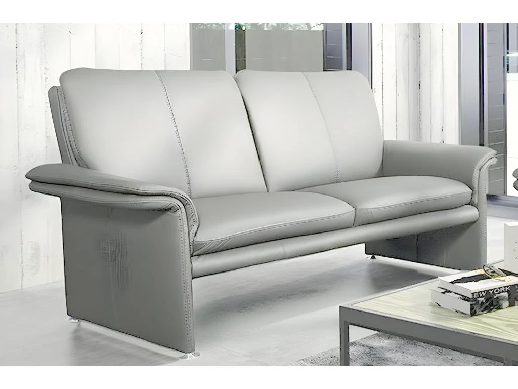 Canapé 2 Places En 100% Tout Cuir Italien Vachette COMO, Gris Clair 2 Canapé 2 Places En 100% Tout Cuir Italien Vachette COMO, Gris Clair – Image 2