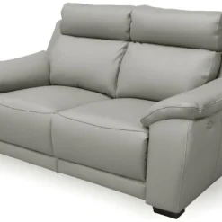 Canapé 2 Places Avec 2 Relax En 100% Tout Cuir épais Luxe Italien - 2 Relax électriques, Gris Clair. BERN -Promos Chesteris Boutique canape 12304975